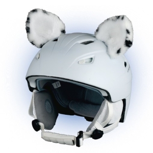 Crazy Uši na helmu levhart sněžný sz bílo-černá
